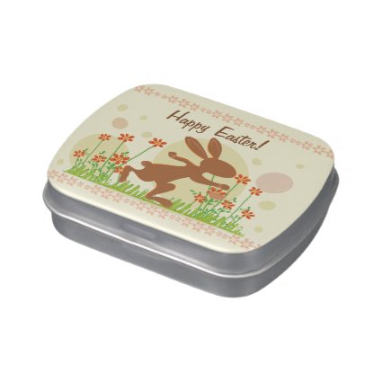Chocolate Easter Bunny with Flowers Jelly Belly Candy Tins