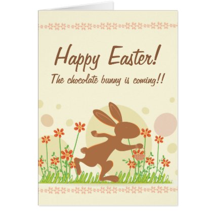 Chocolate Easter Bunny with Flowers Greeting Card