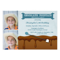 Chocolate fountain boys birthday party invite