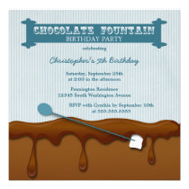 Chocolate fountain boys birthday party invite