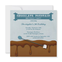Chocolate fountain boys birthday party invite