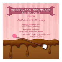Chocolate fountain girls birthday party invite