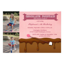 Chocolate fountain girls birthday party invite