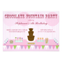 Chocolate fountain girls birthday party invite