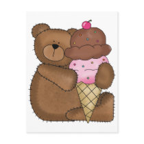 Chocolate Ice Cream Teddy postcards