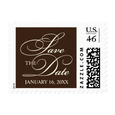 Chocolate & Ivory Save The Date Small Postage