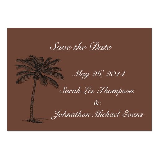 Chocolate Java Beach Getaway Save The Date Cards Business Card Template (front side)