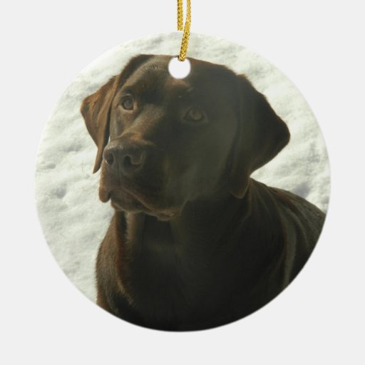 chocolate lab in the snow double sided ceramic round chocolate lab in the snow double sided ceramic round