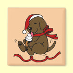 Chocolate Lab Puppy Christmas Cartoon Magnets magnets