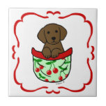 Chocolate Lab Puppy in the Pocket Tile