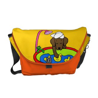 Chocolate Lab & Rubber Ducks Cartoon Commuter Bags