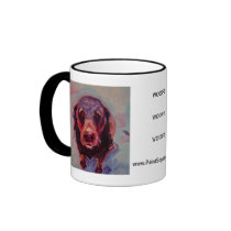 Chocolate Lab WOOF! Mug • Pet Portraits by Elizabe by paintsquared Chocolate Lab WOOF! Mug • Pet Portraits by Elizabe