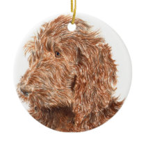 Chocolate Labradoodle Ornament