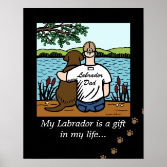 Chocolate Labrador and Dad Poster