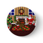 Chocolate Labrador and Santa Christmas Cartoon Pinback Buttons