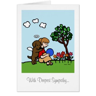 Chocolate Labrador Angel with Love Greeting Cards