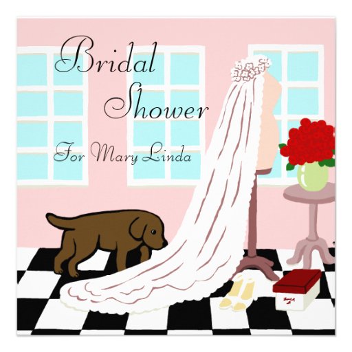 Chocolate Labrador Bridal Shower Invitations