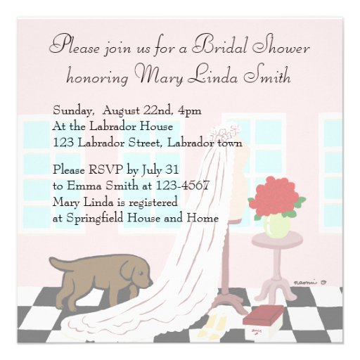 Chocolate Labrador Bridal Shower Invitations