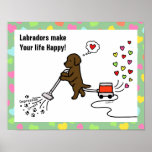 Chocolate Labrador Cartoon Posters