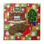 Chocolate Labrador Christmas Mosaic Ceramic Tiles