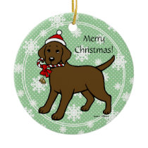 Chocolate Labrador Christmas Santa Hat Ornaments
