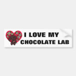 Chocolate Labrador Mom Floral Heart Bumper Stickers