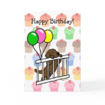 Chocolate Labrador Puppy Cartoon Birthday Card