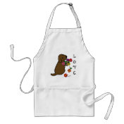 Chocolate Labrador Puppy Flower Basket Cartoon