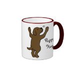 Chocolate Labrador Puppy Hug Cartoon Coffee Mugs