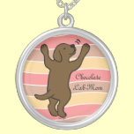 Chocolate Labrador Puppy Hug Cartoon necklaces