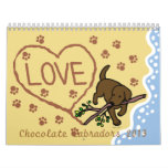 Chocolate Labrador Retriever Cartoon Calendar 2013