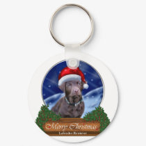 Chocolate Labrador Retriever Christmas Gifts keychains