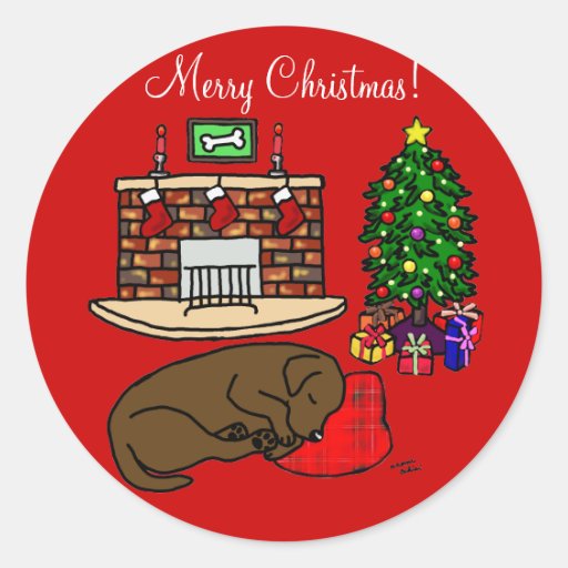 Chocolate Labrador Retriever Christmas Stickers