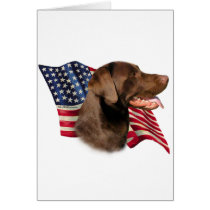 Chocolate Labrador Retriever Flag Card