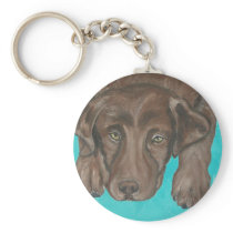 CHOCOLATE LABRADOR RETRIEVER KEYCHAIN