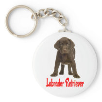 Chocolate Labrador Retriever Puppy Dog Keychain