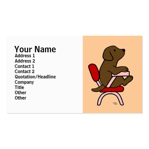 Chocolate Labrador Student 1 Cartoon Business Card Templates