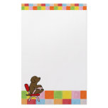 Chocolate Labrador Student 1 Cartoon Mosaic Custom Stationery