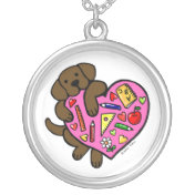 Chocolate Labrador & Teacher's Heart Cartoon