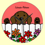Chocolate Labrador Watching You wall clocks
