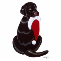 Chocolate Labrador with Santa Hat photo sculptures