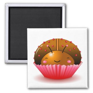 Chocolate Ladybug Cupcake Magnet