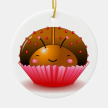 Chocolate Ladybug Cupcake Ornament