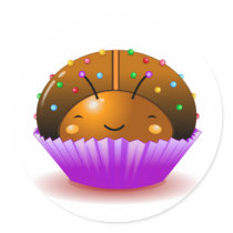 Chocolate Ladybug Cupcake Sticker stickers