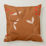 Chocolate leaves and red berries pillow pillows