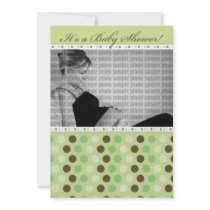 Chocolate Lime Dots Baby Shower Invitation