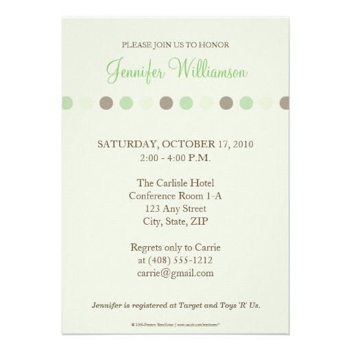 Chocolate Lime Dots Baby Shower Invitation