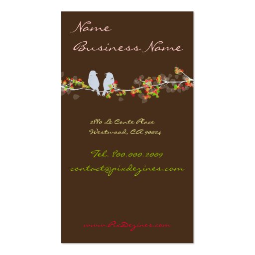 Chocolate+lovebirds on a branch/DIY color Business Card (front side)