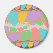 Chocolate Marshmallow Heart Swirl Pattern Refrigerator Magnets