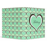 Chocolate & Mint Green Heart Personalized binders